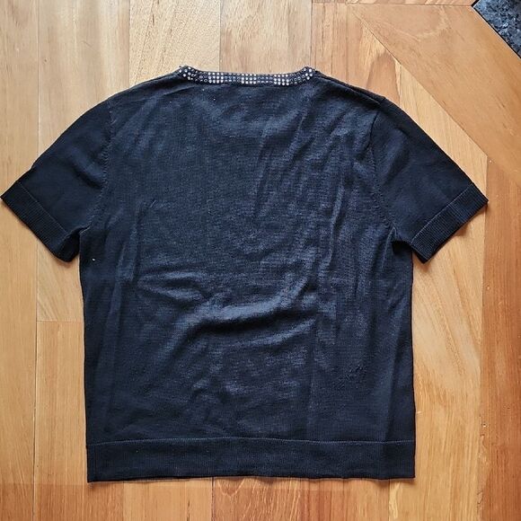BCBGMaxAzria Black Top with Rhinestone Detail- Women's Size Medium - Picture 4 of 5